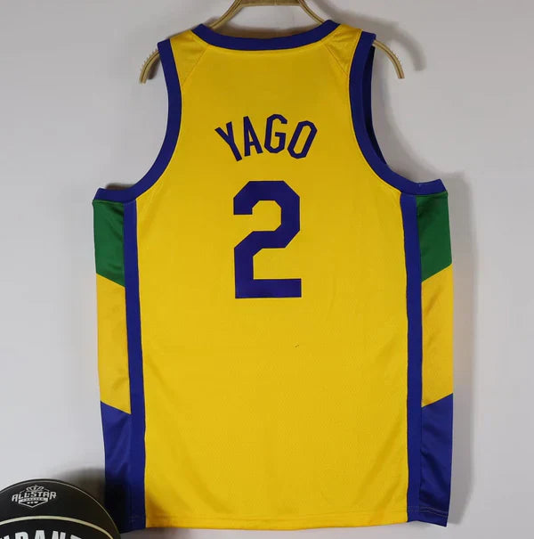 Regata Seleção Brasileira Basquete + Patch CBB e Copa do Mundo 2023 Yago 2 - Amarela