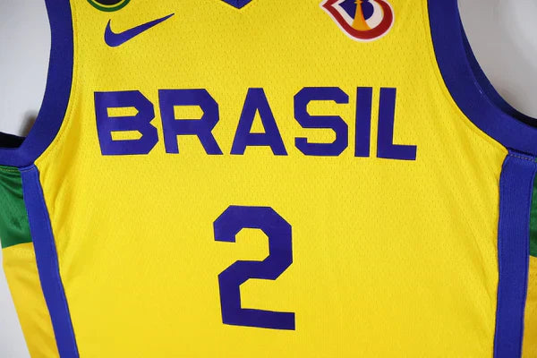 Regata Seleção Brasileira Basquete + Patch CBB e Copa do Mundo 2023 Yago 2 - Amarela